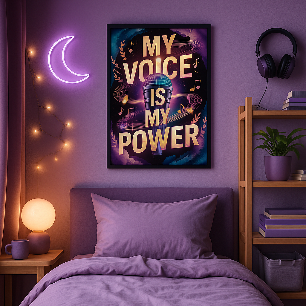 My Voice is My Power Matte Poster Bedroom Mockup by The Singing Journey
