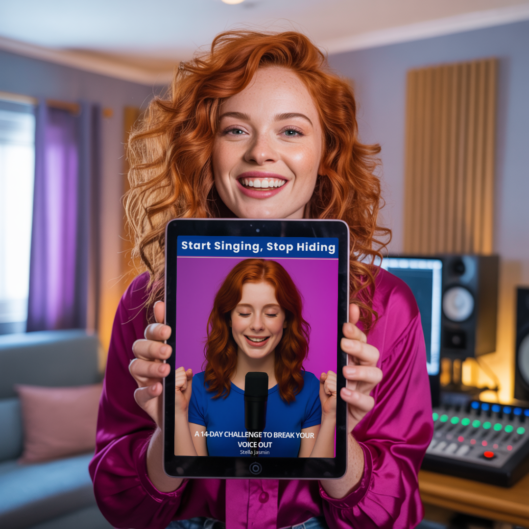 Girl Holding the Start Singing, Stop Hiding Vocal Challenge PDF by The Singing Journey