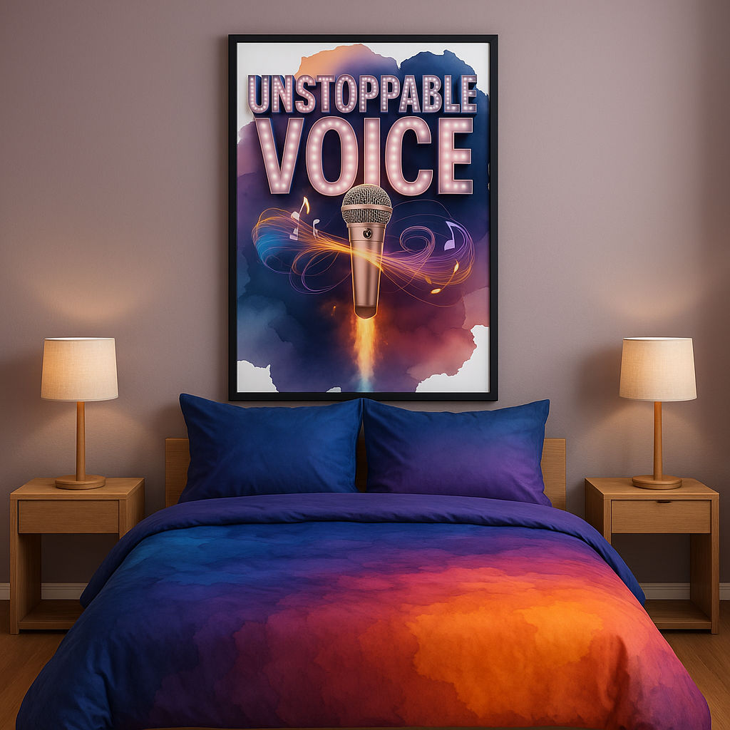 Unstoppable Voice Matte Poster on Bedroom Wall by The Singing Journey
