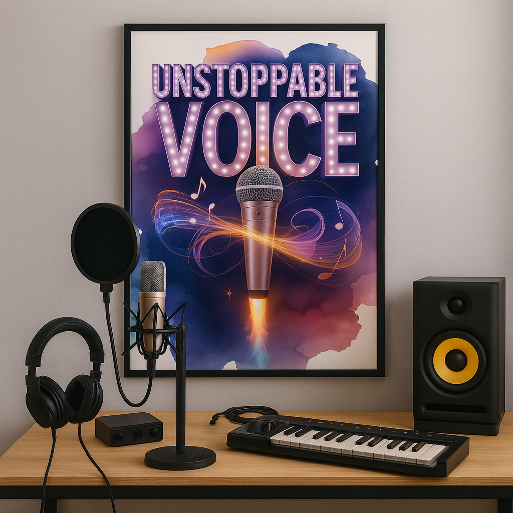 Unstoppable Voice Matte Poster on Singing Studio Wall by The Singing Journey