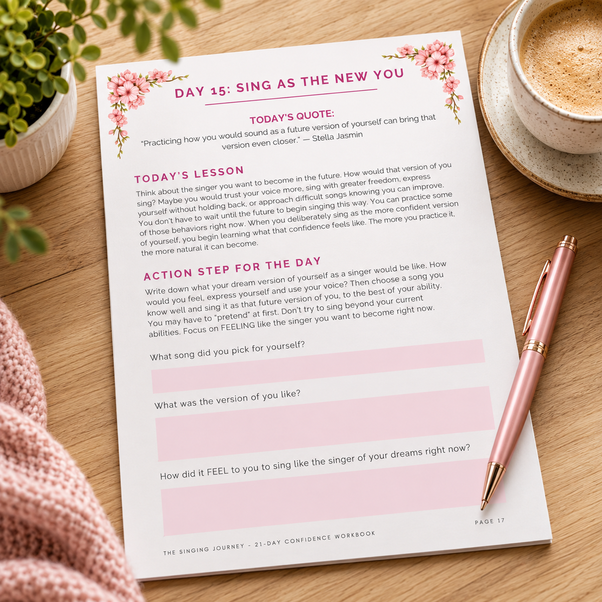 The Singing Journey 21-Day to Becoming A Confident Singer Digital Workbook