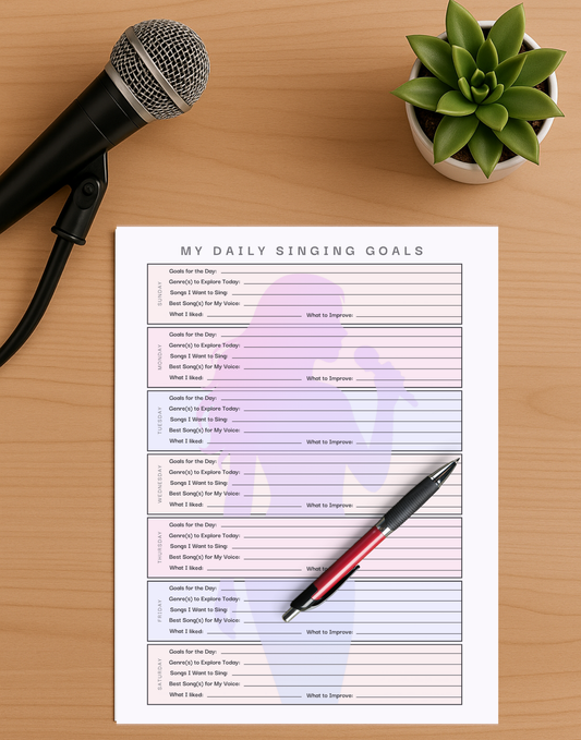 My Daily Singing Goals - Weekly Printable Planner