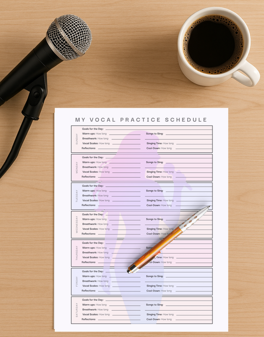 My Vocal Practice Schedule - Weekly Printable Planner